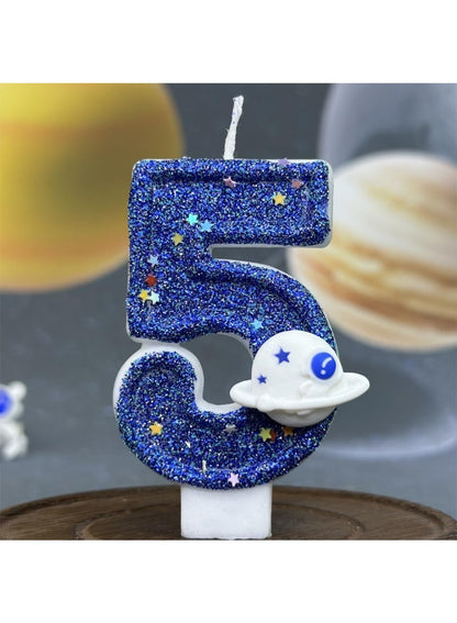 7cm Birthday Number Candles for Cake Decoration, Glittery Cake Toppers with Cute Designs, Perfect for Kids' Parties, Anniversaries, and Celebrations-Green Turtle(No.0)