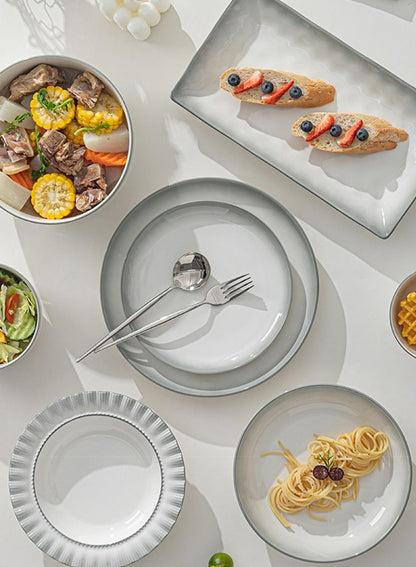 18Pcs Dinnerware Set, Gift Kit, Plates and Bowls Sets, Oven, Dishwasher and Microwave Safe, Green Rose
