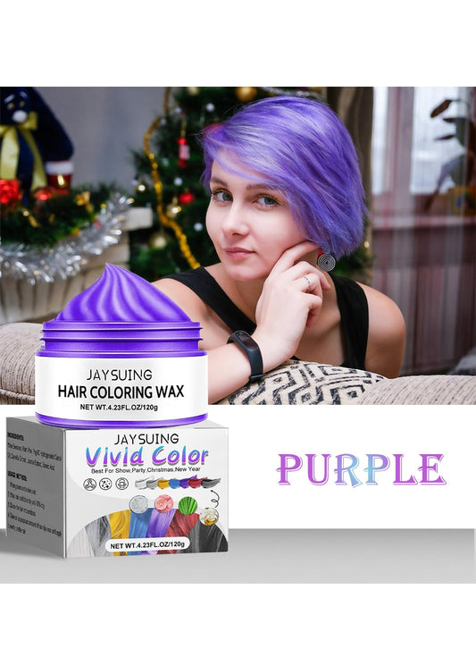 NOVO Hair Coloring Wax, Hair Color Cream, Long Lasting Easy to Apply Natural Washable Temporary Hair Dye Color Wax for Cosplay Festival School Parties and Fashion Events 120g Purple