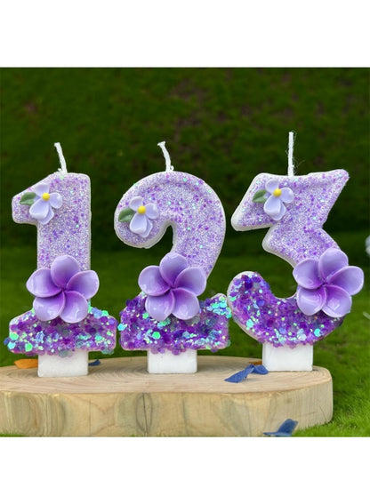 7cm Birthday Number Candles for Cake Decoration, Glittery Cake Toppers with Cute Designs, Perfect for Kids' Parties, Anniversaries, and Celebrations-Green Turtle(No.0)