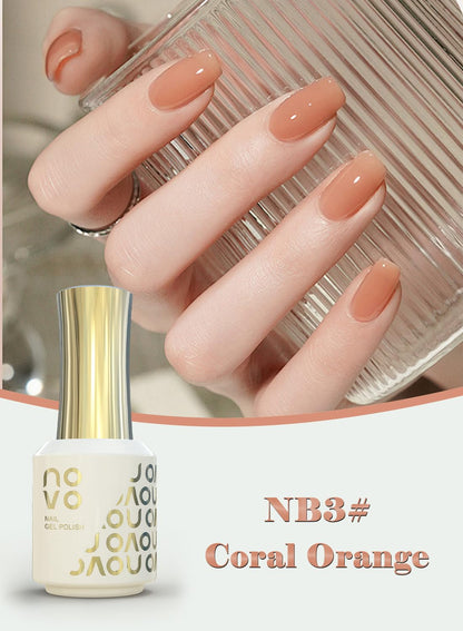 novo Rubber Base Gel, Shiny UV LED Gel Nail Polish for Women 12ml-NB3# Coral Orange