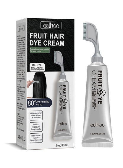 NOVO Fruit Hair Dye Cream, Natural Fruit Hair Dye with Comb for Grey Hair Coverage, Plant Extract Non Damage Mild Hair Dye Cream for All Hair Types 80ml Black