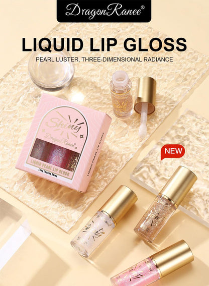 NOVO Glossy Lip Oil Set, 3Pcs Lip Glow, Moisturizing Shiny Liquid Lipstick Set with Large Brush
