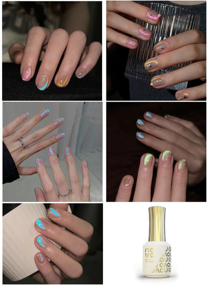 novo Cat Eye Gel Nail Polish, Nail Art Soak Off for Women 12ml -NA2# Pink Purple