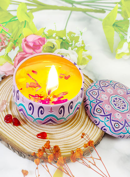 NOVO Scented Candle- 80g Natural Soy Wax Blend Aromatherapy Candle with Pure Essential Oils & Real Dried Flowers -Tuberose