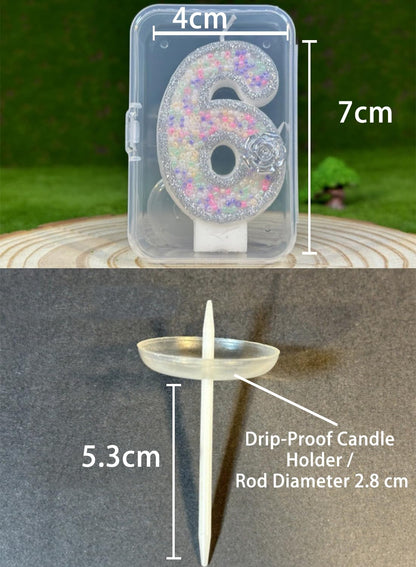 7cm Birthday Number Candles for Cake Decoration, Glittery Cake Toppers with Cute Designs, Perfect for Kids' Parties, Anniversaries, and Celebrations-Green Turtle(No.0)