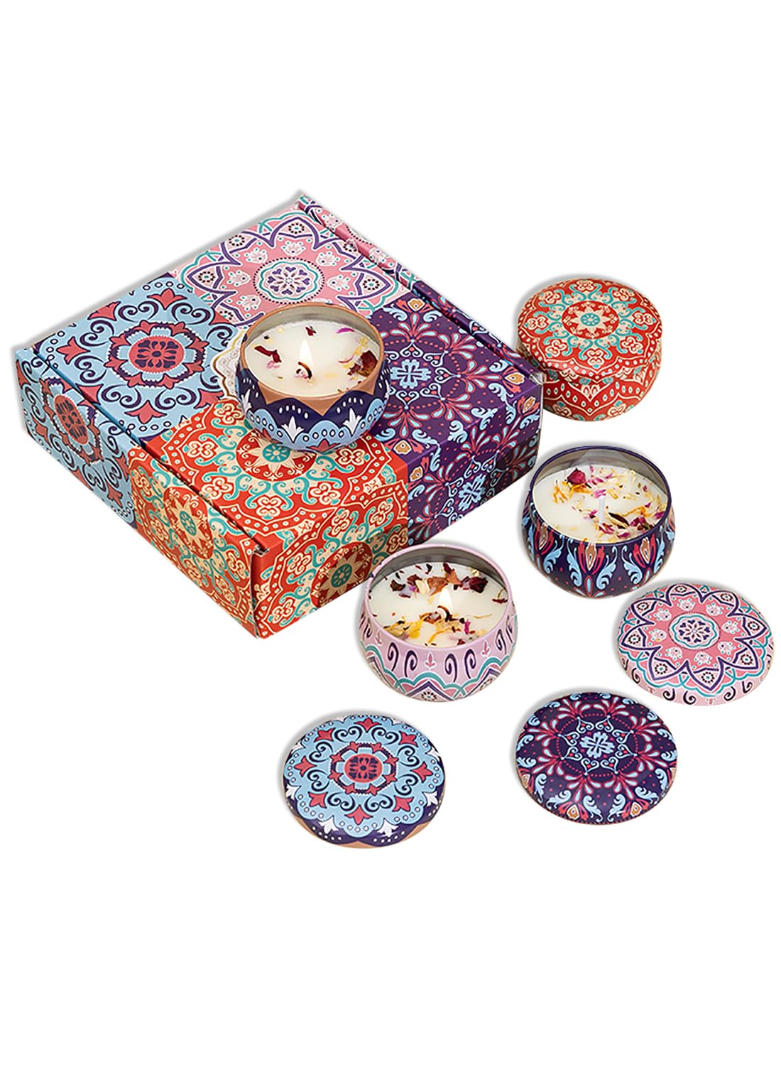 NOVO Scented Candle- 80g Natural Soy Wax Blend Aromatherapy Candle with Pure Essential Oils & Real Dried Flowers -Tuberose