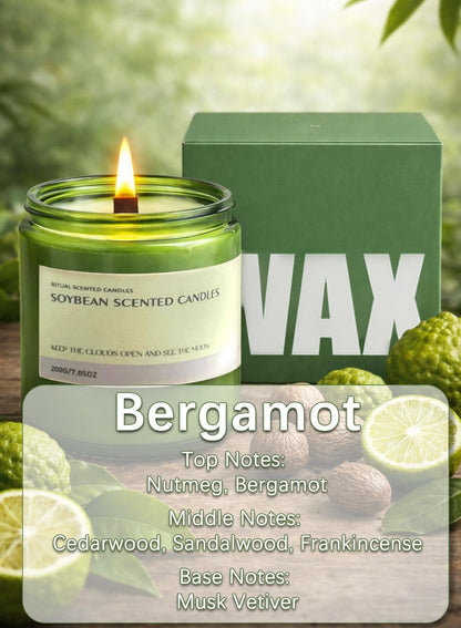 Scented Candle, Aromatherapy Soy Candles, 50 Hours Burn Time, Ideal for Home, Office D¨¦cor, 200g-Bergamot