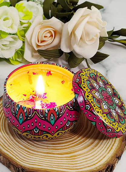NOVO Scented Candle- 80g Natural Soy Wax Blend Aromatherapy Candle with Pure Essential Oils & Real Dried Flowers -Tuberose