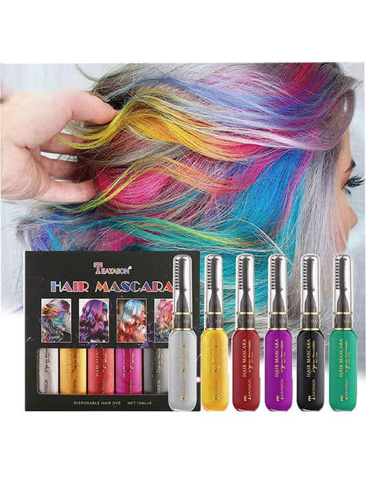 NOVO Hair Mascara Set, 6Pcs Temporary Colorful Washable Hair Chalk for Salon & DIY, Group B