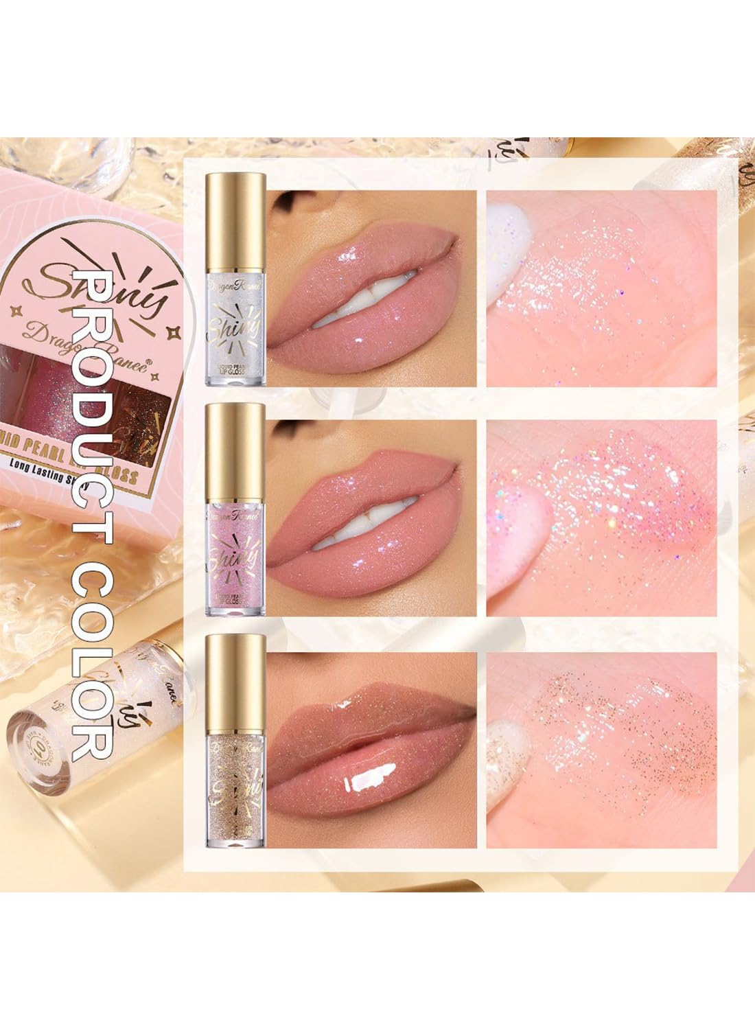 NOVO Glossy Lip Oil Set, 3Pcs Lip Glow, Moisturizing Shiny Liquid Lipstick Set with Large Brush