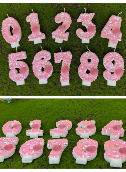 7cm Birthday Number Candles for Cake Decoration, Glittery Cake Toppers with Cute Designs, Perfect for Kids' Parties, Anniversaries, and Celebrations-Green Turtle(No.0)