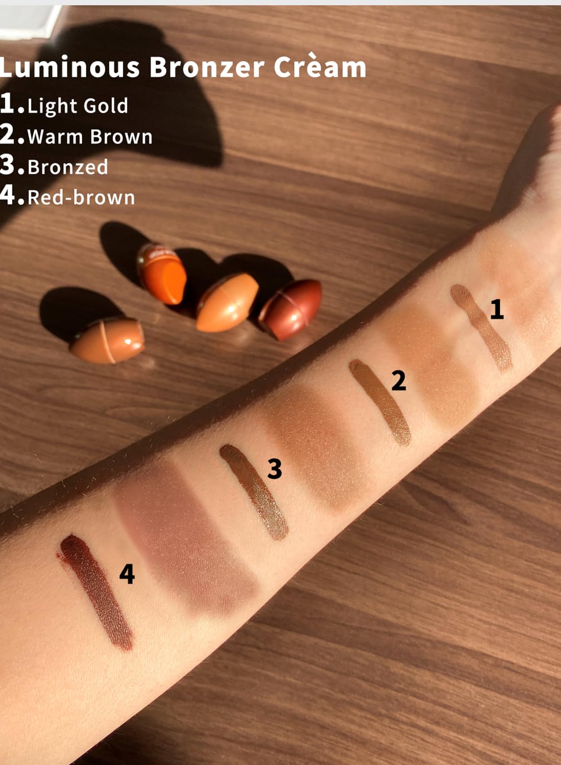 NOVO Highlighter Stick, Long-Lasting Waterproof Shimmer Powder, Natural Matte Contour Cream, Non-Greasy Illuminator for Face Body Collarbones, Red/Brown