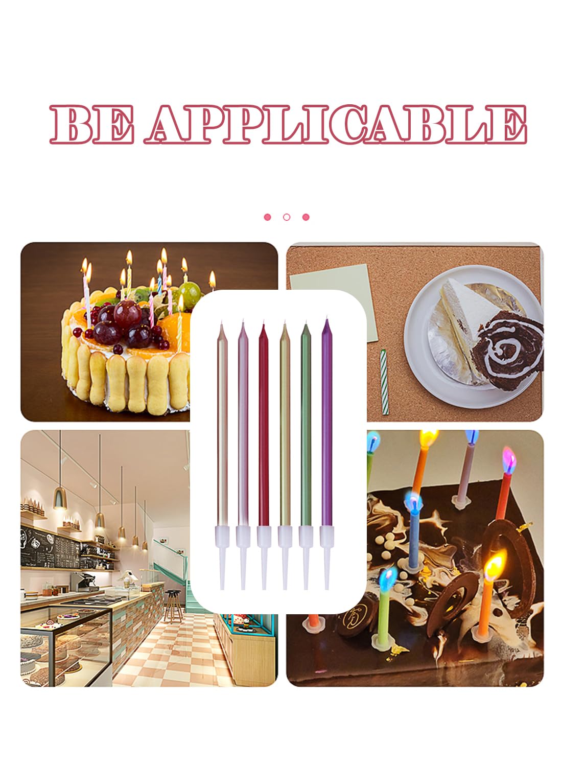 Colorful Long Thin Metallic Birthday Candles Kit£¬