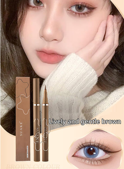 NOVO Liquid Eyeliner Pen, Quick Drying Long Lasting Waterproof Precision Eyeliner, Super Slim Eye Makeup, Ultra-Fine Tip, Natural Finish - Brown