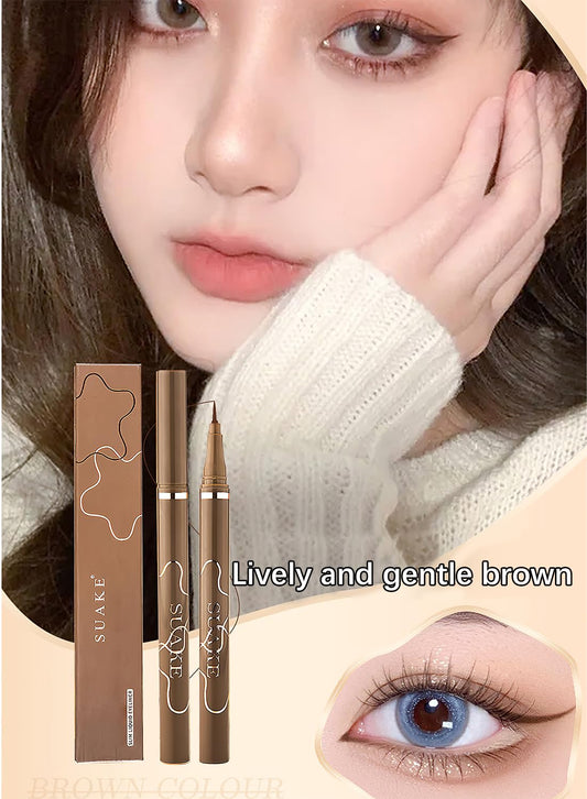 NOVO Liquid Eyeliner Pen, Quick Drying Long Lasting Waterproof Precision Eyeliner, Super Slim Eye Makeup, Ultra-Fine Tip, Natural Finish - Brown