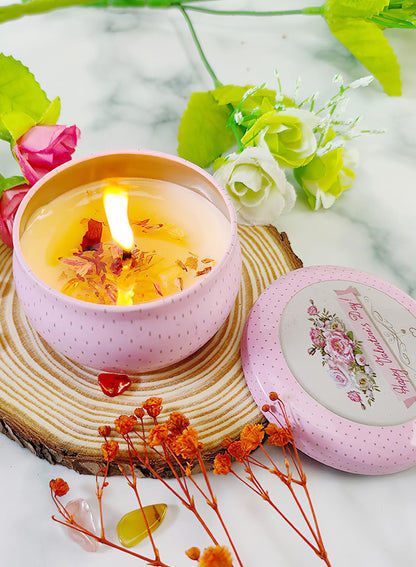 NOVO Scented Candle- 80g Natural Soy Wax Blend Aromatherapy Candle with Pure Essential Oils & Real Dried Flowers -Tuberose