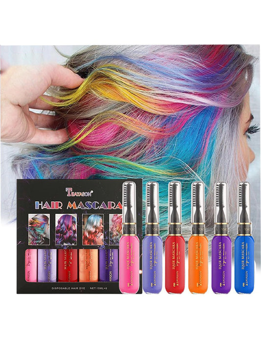 NOVO Hair Mascara Set, 6Pcs Temporary Colorful Washable Hair Chalk for Salon & DIY, Group A