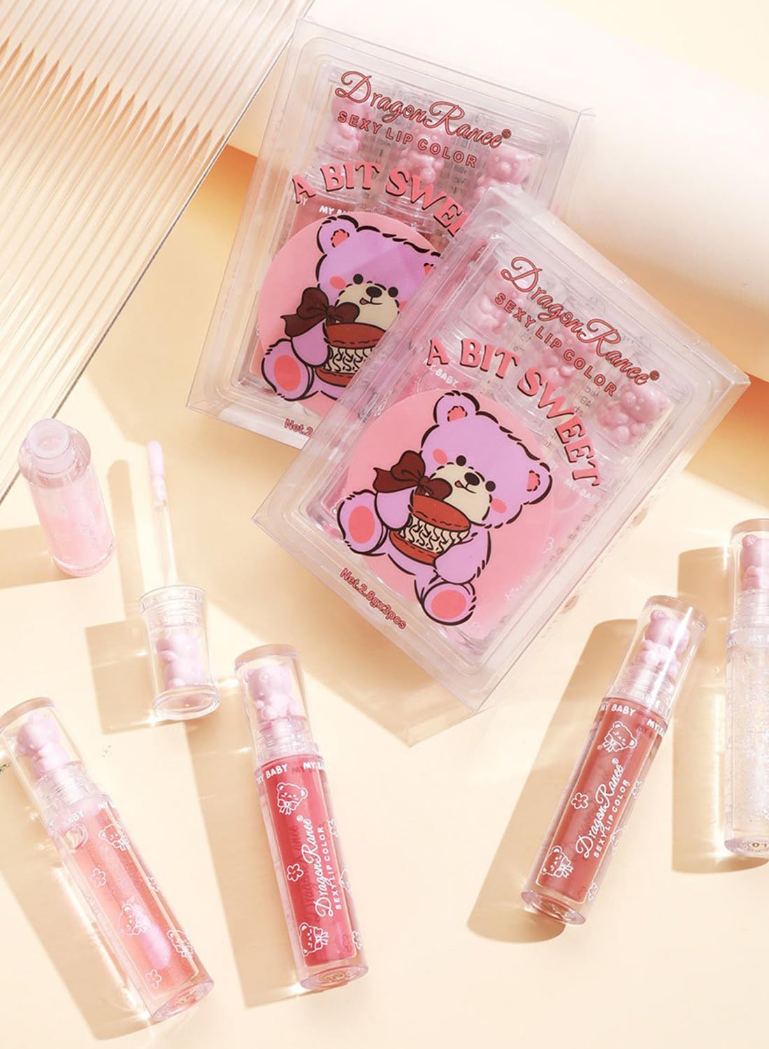 NOVO Glossy Lip Oil Set, 3Pcs Lip Glaze Lasting Non-Sticky Clear Hydrating Lip Makeup, Group A