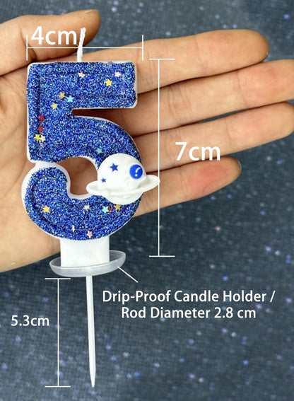 7cm Birthday Number Candles for Cake Decoration, Glittery Cake Toppers with Cute Designs, Perfect for Kids' Parties, Anniversaries, and Celebrations-Green Turtle(No.0)