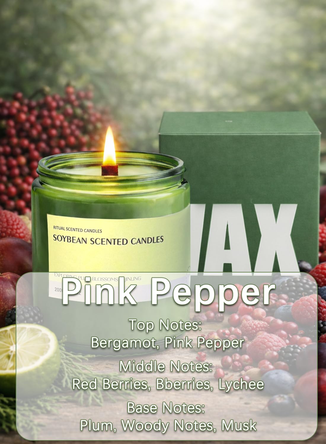 Scented Candle, Aromatherapy Soy Candles, 50 Hours Burn Time, Ideal for Home, Office D¨¦cor, 200g-Bergamot
