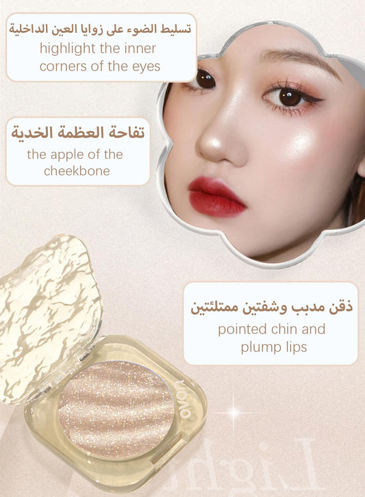 NOVO Highlighter Palette, High Glossy Illuminator Powder Palette, Waterproof Long Lasting Makeup Highlighter, Contour Concealer Powder for Face Body Cheek 4.7g - 02