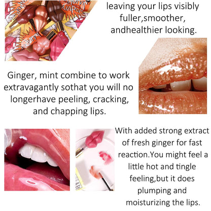 NOVO Lip Plumper with Mint and Ginger Extract, Mirror Ultra Hydrating Long Lasting Nonstick Cup Moisturizing Tinted , for Girls & Women- Coffee Brown 06#