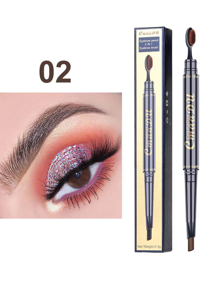 NOVO Eyebrow Toothbrush Pencil, Dual-Edned Brows Pen, Waterproof Long Lasting Double Head Brow Enhancer for Women - Dark Brown