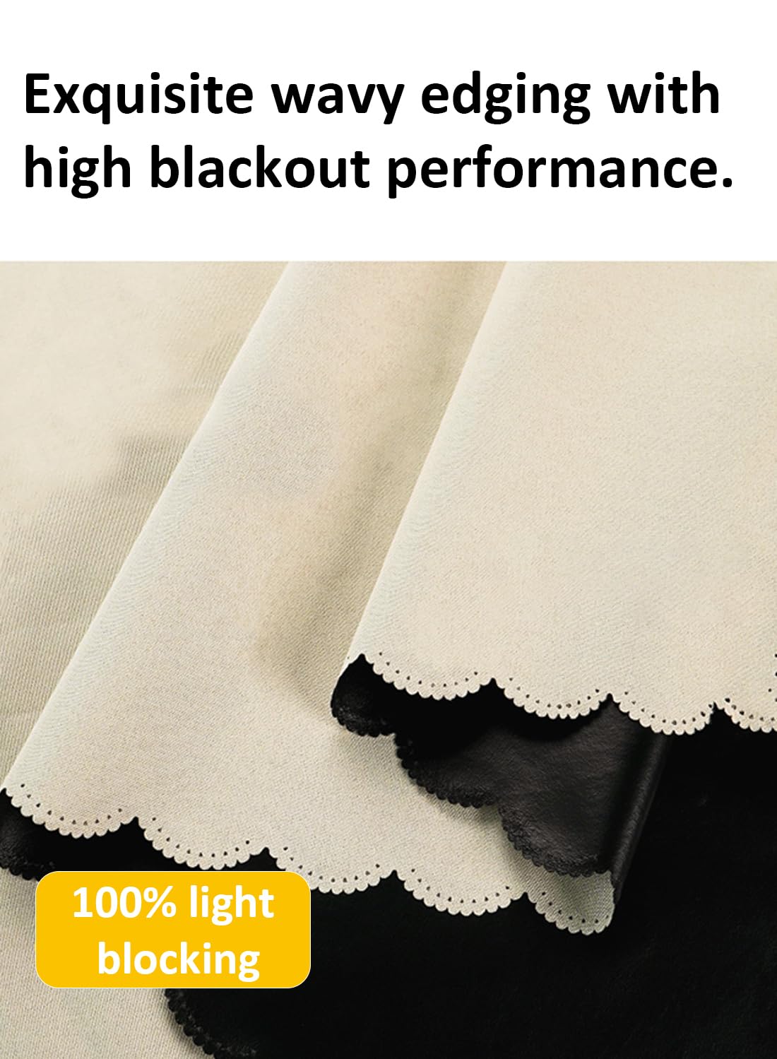 NOVO Velcro Curtains, Pongee No Drill Curtain, 100% Blackout, 1 Panel, W150 x H200CM, Fits Windows 75-100CM Wide, Beige
