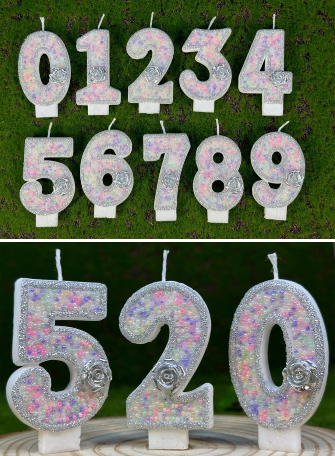 7cm Birthday Number Candles for Cake Decoration, Glittery Cake Toppers with Cute Designs, Perfect for Kids' Parties, Anniversaries, and Celebrations-Green Turtle(No.0)