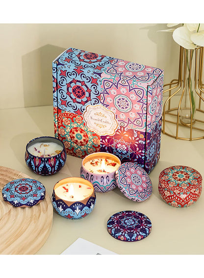 NOVO Scented Candle- 80g Natural Soy Wax Blend Aromatherapy Candle with Pure Essential Oils & Real Dried Flowers -Tuberose