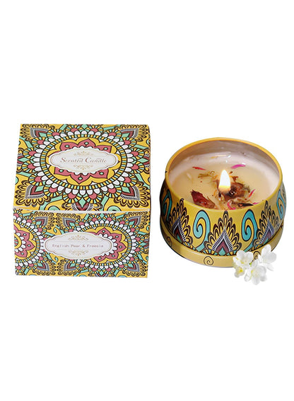 NOVO Scented Candle- 80g Natural Soy Wax Blend Aromatherapy Candle with Pure Essential Oils & Real Dried Flowers -Tuberose