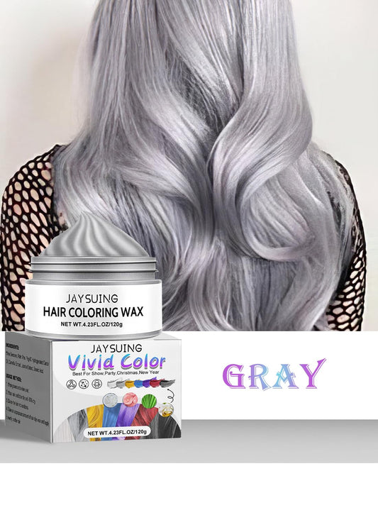 NOVO Hair Coloring Wax, Hair Color Cream, Long Lasting Easy to Apply Natural Washable Temporary Hair Dye Color Wax for Cosplay Festival School Parties and Fashion Events 120g Grey