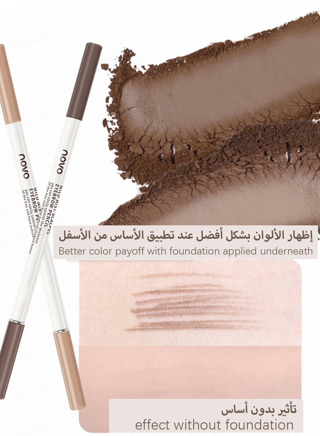 NOVO Eyebrow Pencil, Long-lasting Waterproof Eyebrow Makeup with Fine Tip and Brush for Natural-Looking Brows, Wild Mist Brow Pen 1Pcs - Natural Brown