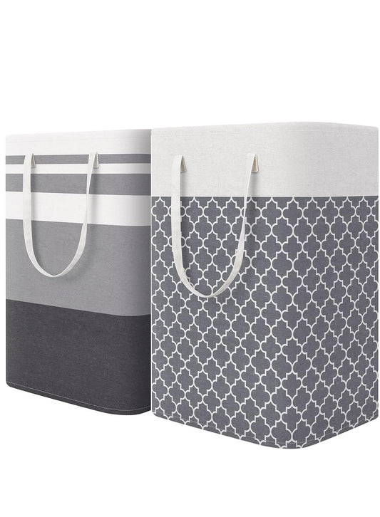 2Pcs Laundry Hamper, Large Collapsible Clothes Basket with Handles, Freestanding Waterproof for Bathroom, Bedroom, 75L