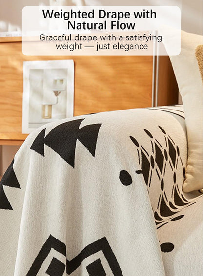 Sofa Couch Cover, Chenille Throw Blanket with Tassels, Reversible Thick Soft Decorative for Furniture Protecter-Light Grey, W180xL340cm