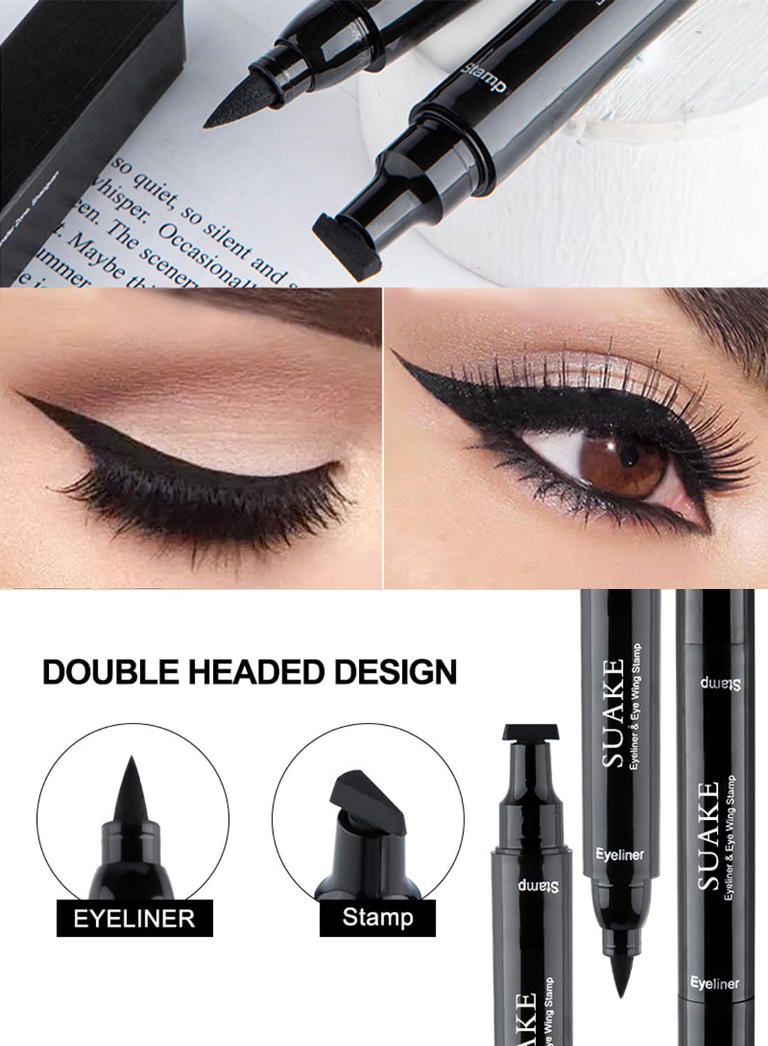 NOVO Liquid Eyeliner Stamp Pencil, Quick Drying Long Lasting Waterproof Eyeliner Pen, Easy to Use Eye Makeup Wear, Newbie Friendly