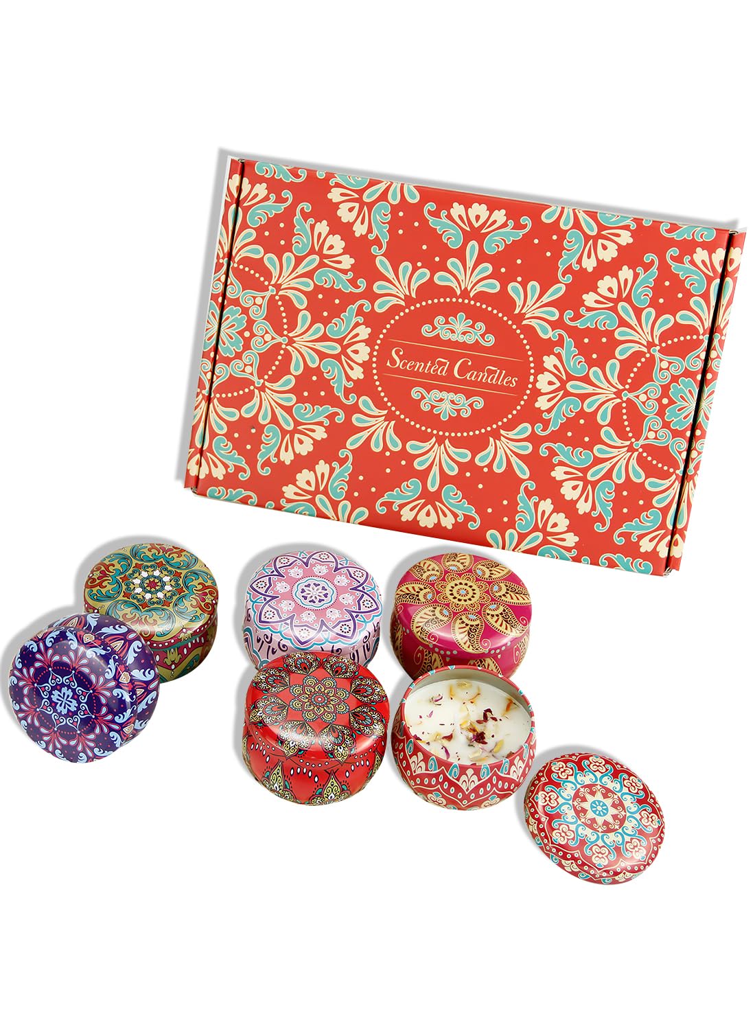 NOVO Scented Candle- 80g Natural Soy Wax Blend Aromatherapy Candle with Pure Essential Oils & Real Dried Flowers -Tuberose