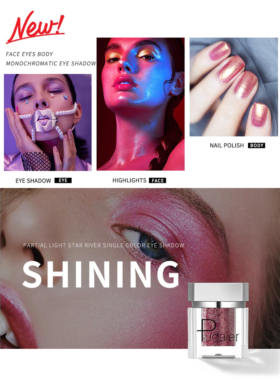 NOVO Eyeshadow Cream, Matte Glitter Shimmer Long-Lasting Highly Pigmented Mashed Potato Eyeshadow Powder, Long Wearing Eye Makeup