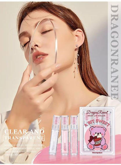 NOVO Glossy Lip Oil Set, 3Pcs Lip Glaze Lasting Non-Sticky Clear Hydrating Lip Makeup, Group A