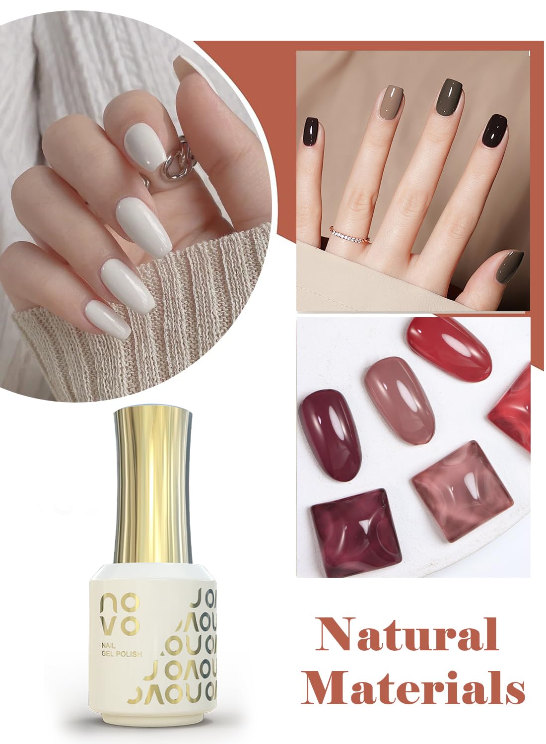 novo Rubber Base Gel, Shiny UV LED Gel Nail Polish for Women 12ml-NB44# Claret Red