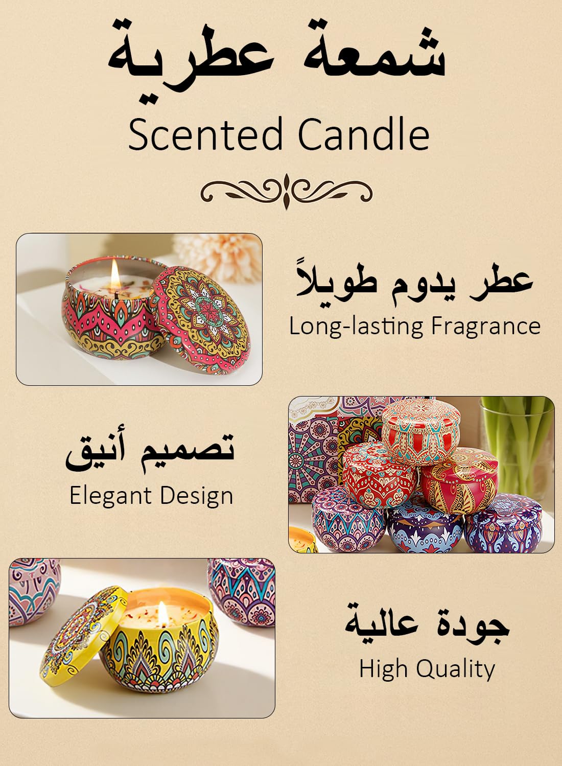 NOVO Scented Candle- 80g Natural Soy Wax Blend Aromatherapy Candle with Pure Essential Oils & Real Dried Flowers -Tuberose