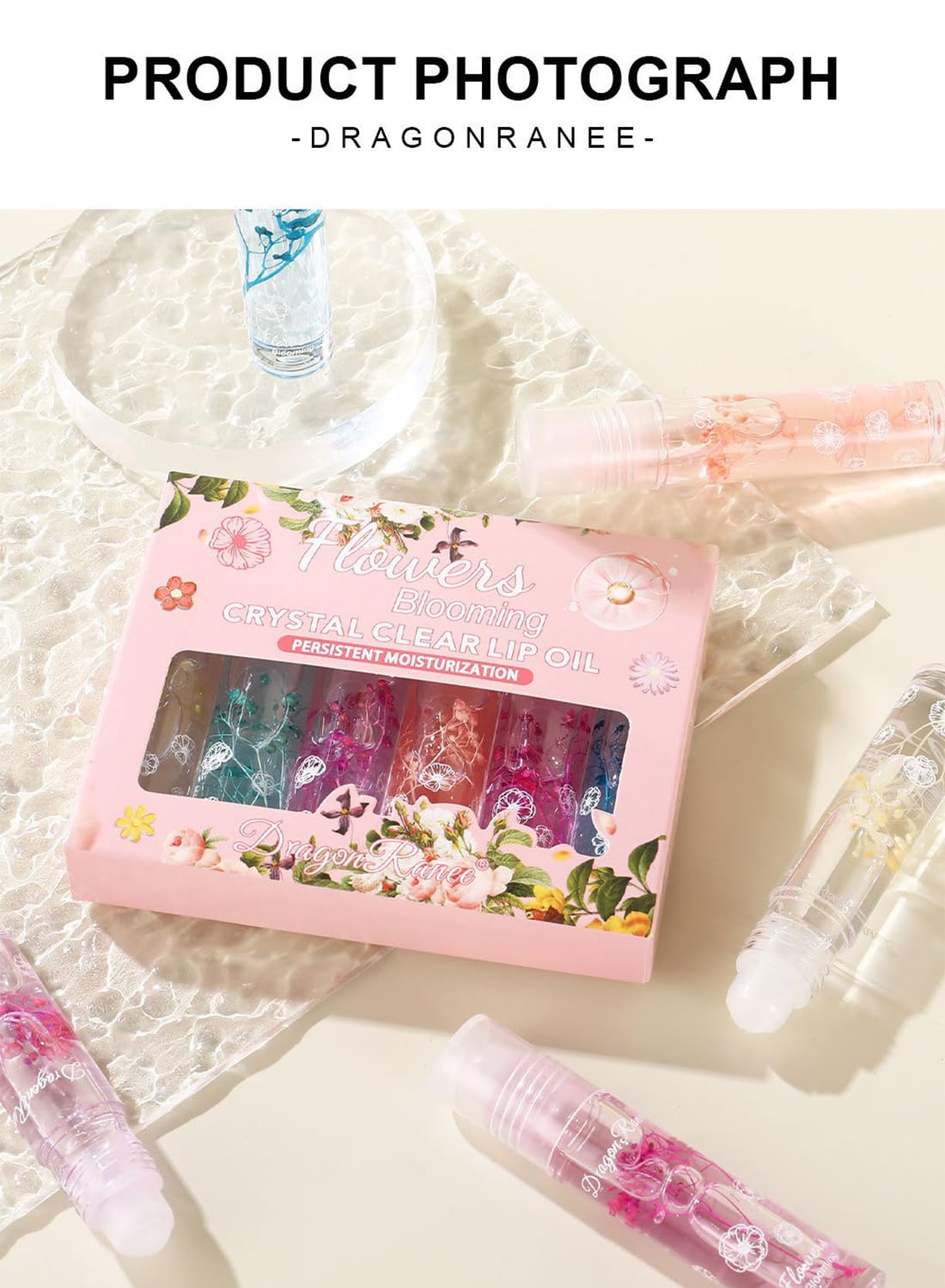 NOVO Glossy Lip Oil Set, Hydrating Transparent Lip Glow for Women, 6Pcs