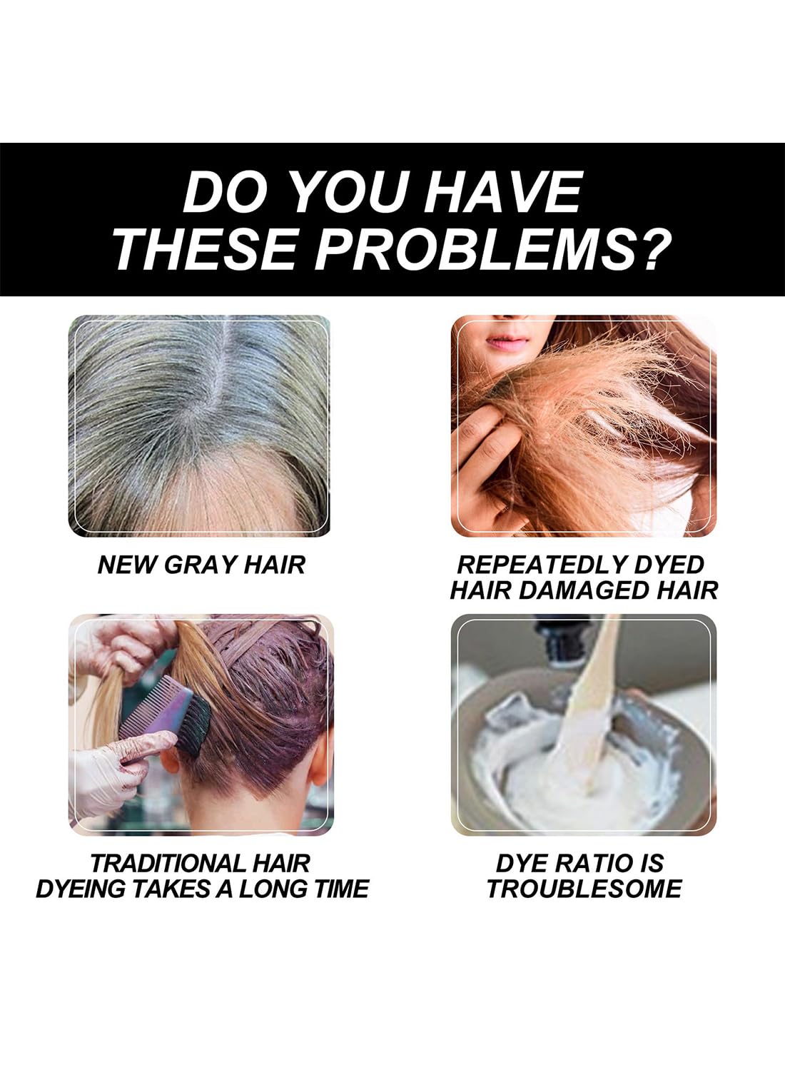 NOVO Fruit Hair Dye Cream, Natural Fruit Hair Dye with Comb for Grey Hair Coverage, Plant Extract Non Damage Mild Hair Dye Cream for All Hair Types 80ml Black