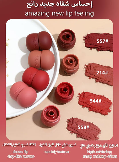 Matte Lipstick, Long Lasting Waterproof Non Stick Cup Easy Coloring Lip Gloss, Mist Face Velvet Lightweight Moisturizing Lip Stains Lip Tint for Women, Mud Texture - Color 544