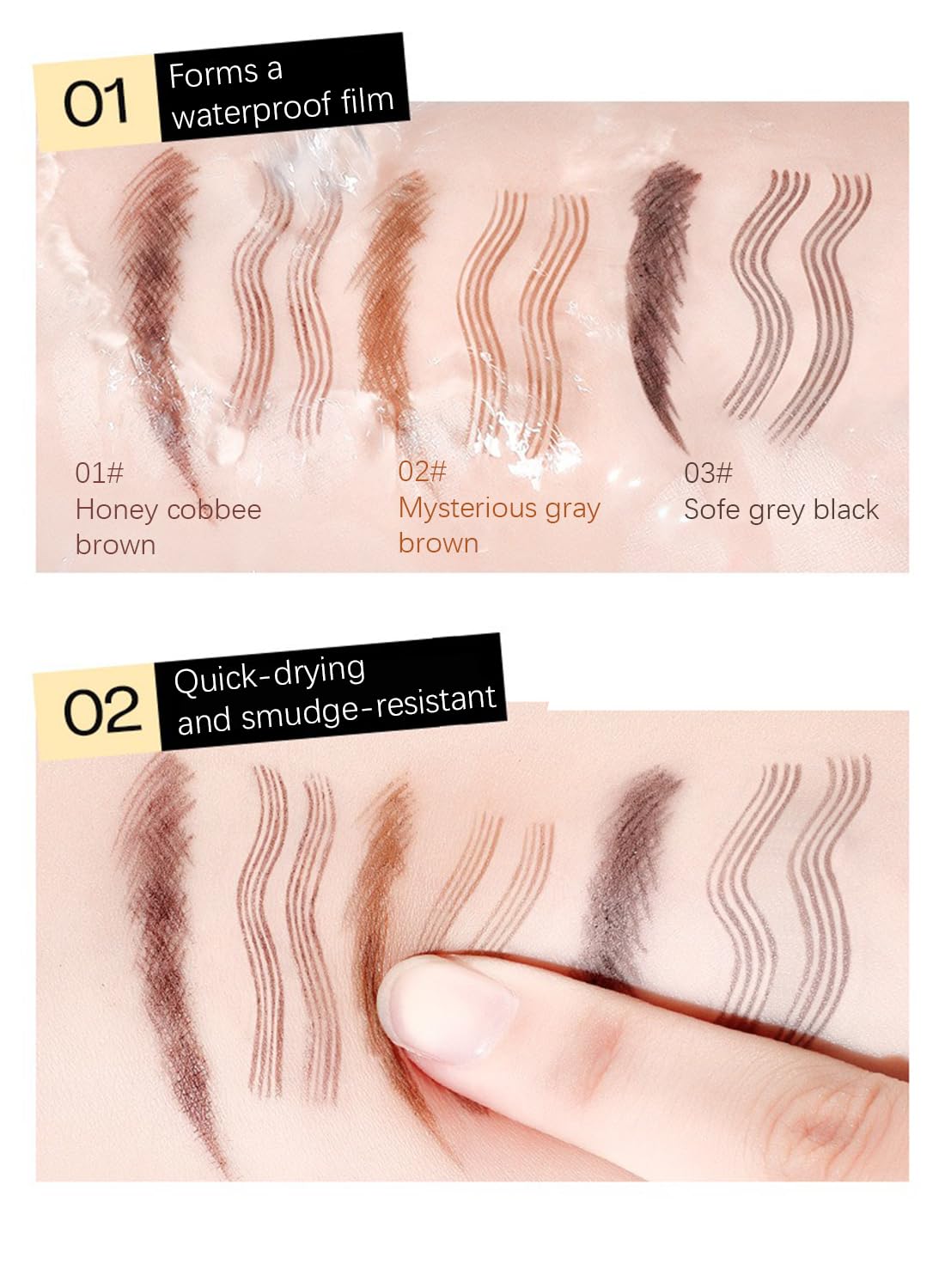 NOVO Eyebrow Pen with Micro-Fork Tip, 4 Tip Microblade Eyebrow & Waterproof Long Lasting Brow Contouring Pencil - Grey Black