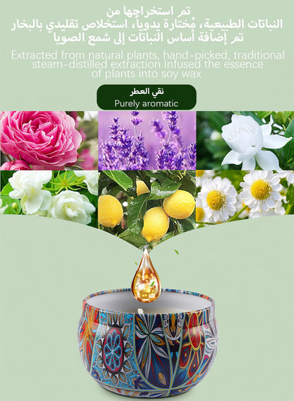 NOVO Scented Candle- 80g Natural Soy Wax Blend Aromatherapy Candle with Pure Essential Oils & Real Dried Flowers -Tuberose