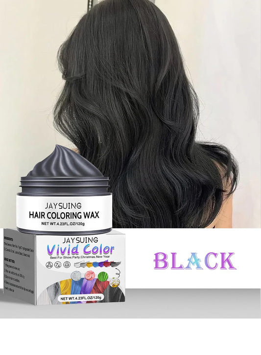NOVO Hair Coloring Wax, Hair Color Cream, Long Lasting Easy to Apply Natural Washable Temporary Hair Dye Color Wax for Cosplay Festival School Parties and Fashion Events 120g Black