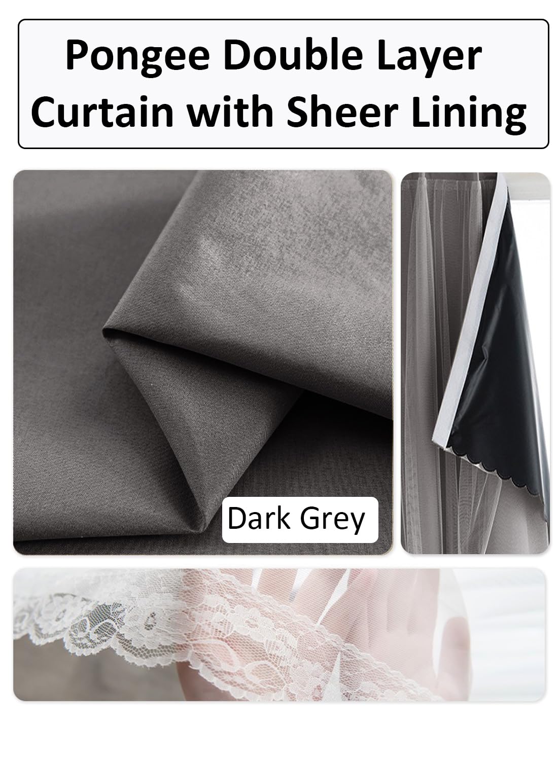 NOVO Velcro Curtains, Pongee No Drill Curtain, 100% Blackout, 1 Panel, W150 x H200CM, Fits Windows 75-100CM Wide, Beige