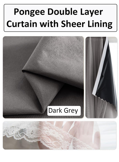 NOVO Velcro Curtains, Pongee No Drill Curtain, 100% Blackout, 1 Panel, W150 x H200CM, Fits Windows 75-100CM Wide, Beige
